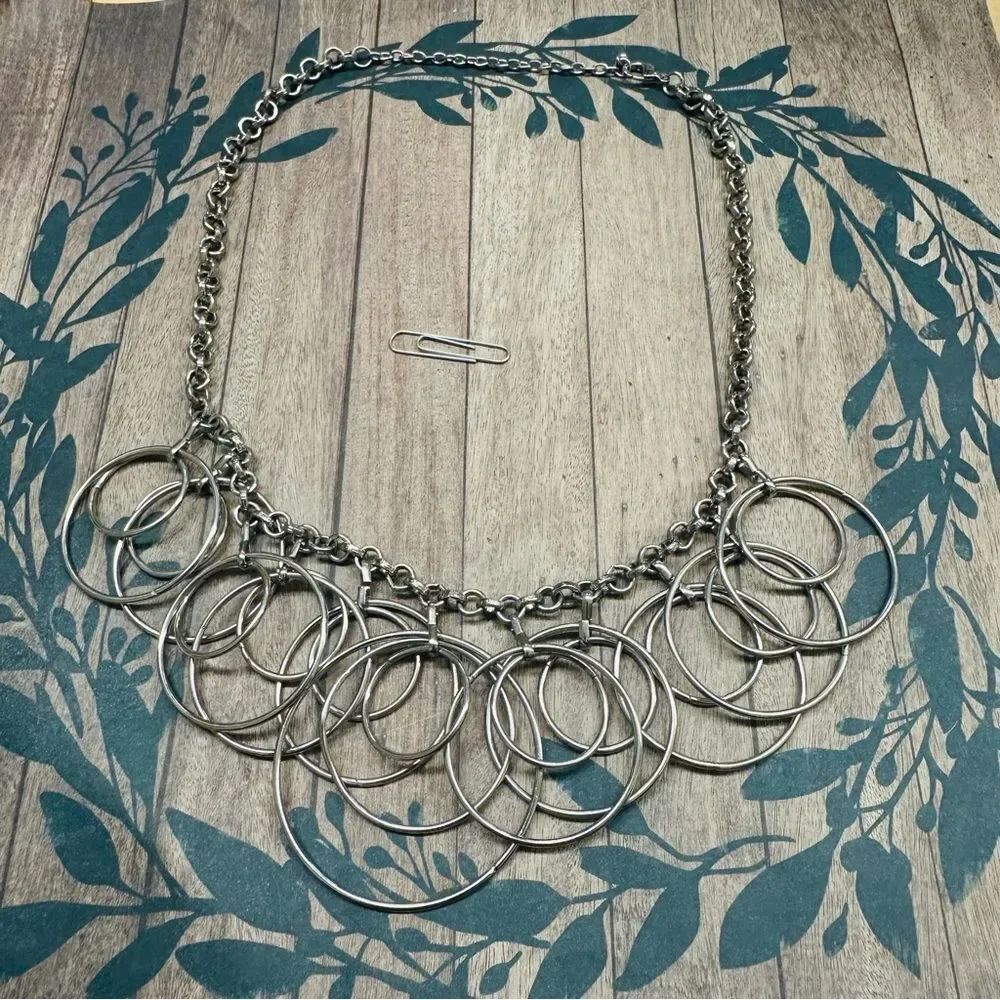 Silver Circles Bib Necklace B7